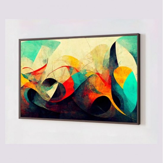 Quadro Decorativo Abstrato Colorido em Adesivo com Moldura Caixa