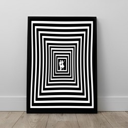 Quadro Decorativo Abstrato 3D Ilusão de Ótica Preto e Branco Sala e Hall