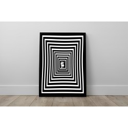 Quadro Decorativo Abstrato 3D Ilusão de Ótica Preto e Branco Sala e Hall