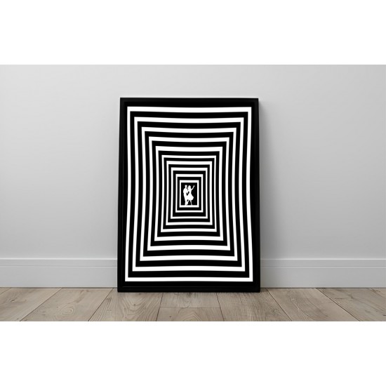 Quadro Decorativo Abstrato 3D Ilusão de Ótica Preto e Branco Sala e Hall Quadro Decorativo Abstrato 3D Ilusão de Ótica Preto e Branco Sala e Hall