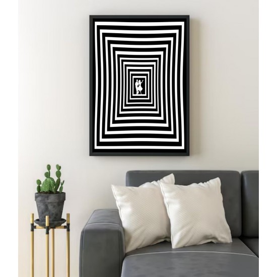 Quadro Decorativo Abstrato 3D Ilusão de Ótica Preto e Branco Sala e Hall Quadro Decorativo Abstrato 3D Ilusão de Ótica Preto e Branco Sala e Hall