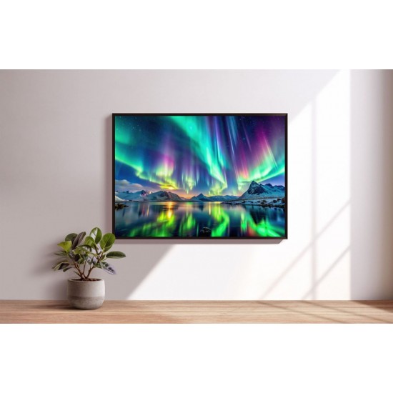 Quadro Decorativo Aurora Boreal em Adesivo com Moldura Caixa Quadro Decorativo Aurora Boreal em Adesivo com Moldura Caixa