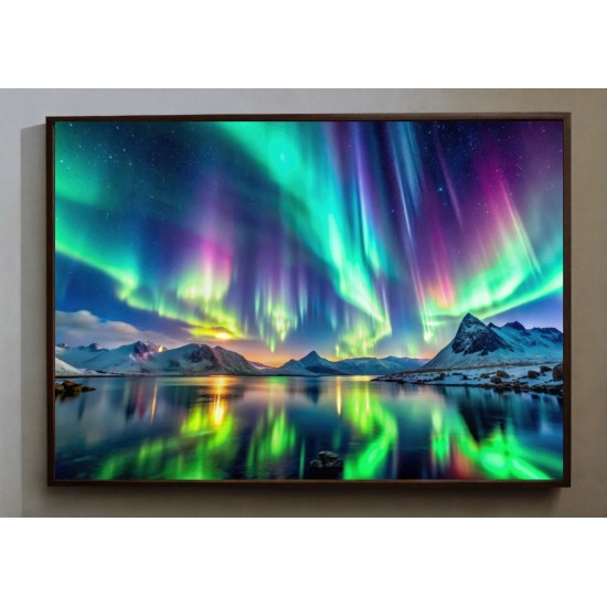 Quadro Decorativo Aurora Boreal em Adesivo com Moldura Caixa Quadro Decorativo Aurora Boreal em Adesivo com Moldura Caixa