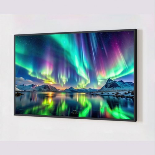 Quadro Decorativo Aurora Boreal em Adesivo com Moldura Caixa Quadro Decorativo Aurora Boreal em Adesivo com Moldura Caixa