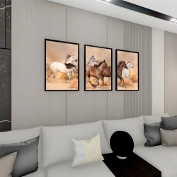 Quadro Decorativo Cavalos Trio em Adesivo com Moldura Caixa Quadro Decorativo Cavalos Trio em Adesivo com Moldura Caixa