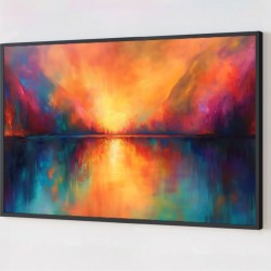 Quadro Decorativo Abstrato Explosão de Cores em Adesivo com Moldura Caixa