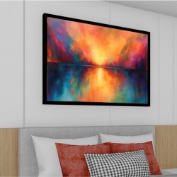 Quadro Decorativo Abstrato Explosão de Cores em Adesivo com Moldura Caixa