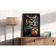 Quadro Decorativo Coruja Colorida em Adesivo com Moldura Caixa