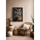 Quadro Decorativo Coruja Colorida em Adesivo com Moldura Caixa