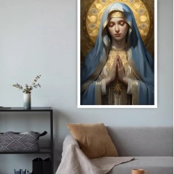 Quadro decorativo Virgem Maria em Canvas com Moldura Negativa