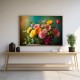 Quadro Decorativo Arte Flores em Adesivo com Moldura Caixa