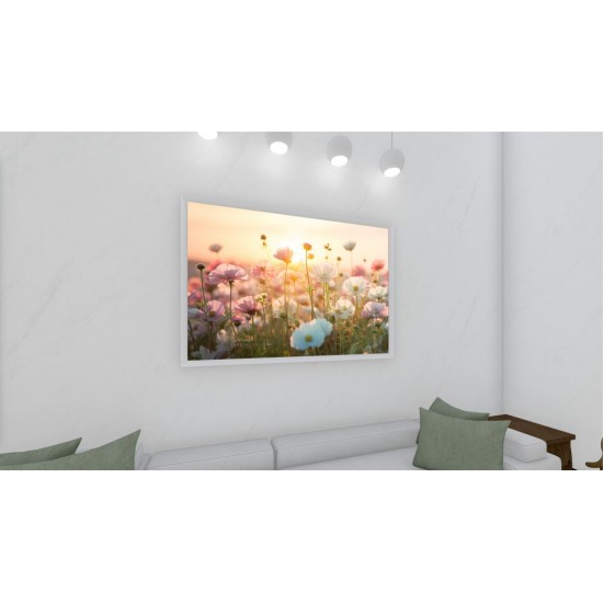 Quadro Decorativo Campo de Flores em Adesivo com Moldura Caixa