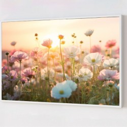 Quadro Decorativo Campo de Flores em Adesivo com Moldura Caixa