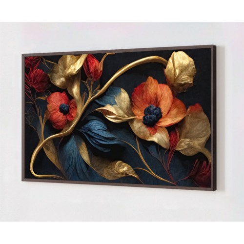 Quadro Decorativo Arte Floral em Adesivo com Moldura Caixa