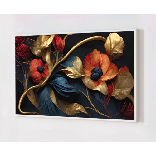 Quadro Decorativo Arte Floral em Adesivo com Moldura Caixa