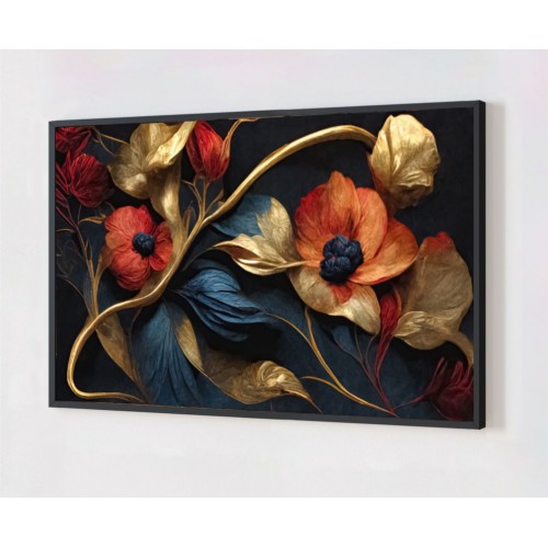 Quadro Decorativo Arte Floral em Adesivo com Moldura Caixa