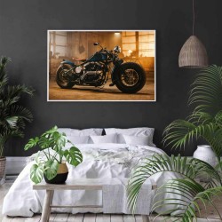 Quadro Decorativo Motocicleta Clássica em Adesivo com Moldura Caixa