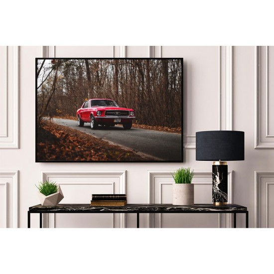 Quadro Decorativo Mustang em Adesivo com Moldura Caixa