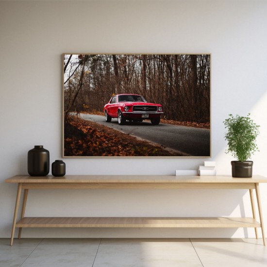 Quadro Decorativo Mustang em Adesivo com Moldura Caixa