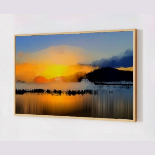 Quadro Decorativo Abstrato Paisagem em Adesivo com Moldura Caixa