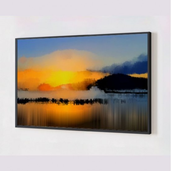 Quadro Decorativo Abstrato Paisagem em Adesivo com Moldura Caixa