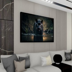 Quadro Decorativo Pantera Negra em Adesivo com Moldura Caixa
