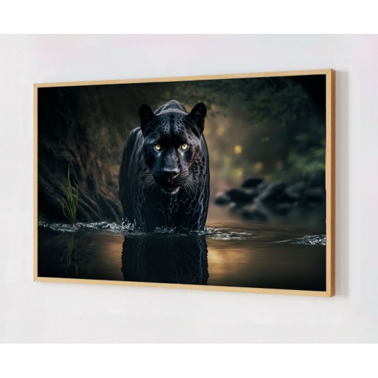 Quadro Decorativo Pantera Negra em Adesivo com Moldura Caixa