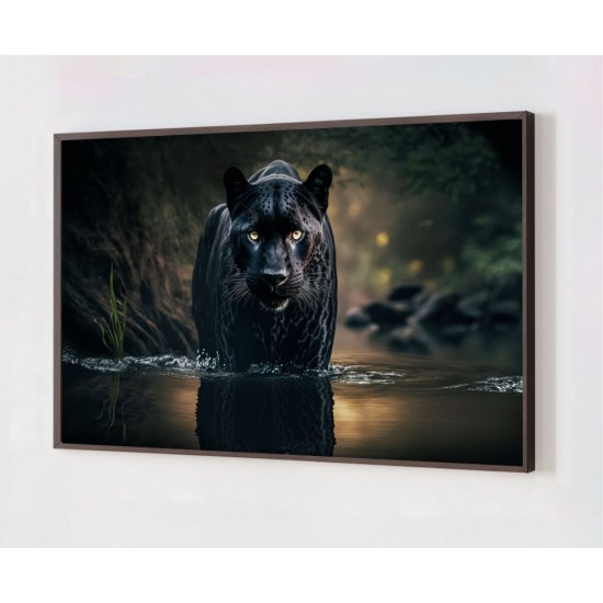 Quadro Decorativo Pantera Negra em Adesivo com Moldura Caixa