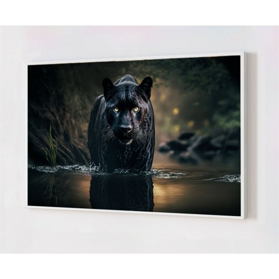 Quadro Decorativo Pantera Negra em Adesivo com Moldura Caixa