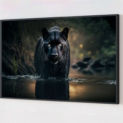 Quadro Decorativo Pantera Negra em Adesivo com Moldura Caixa