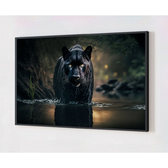 Quadro Decorativo Pantera Negra em Adesivo com Moldura Caixa