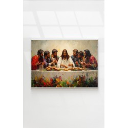 Quadro Decorativo Santa Ceia em Adesivo com Moldura Caixa