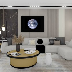 Quadro Decorativo Planeta Terra em Adesivo com Moldura Caixa