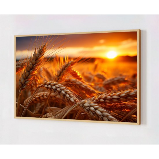 Quadro Decorativo Plantação de Trigo em Adesivo com Moldura Caixa