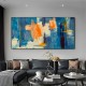 Quadro Decorativo Grande Arte Abstrata Azul Luxo Sala Hall