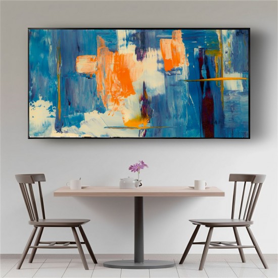 Quadro Decorativo Grande Arte Abstrata Azul Luxo Sala Hall