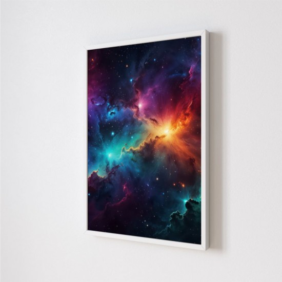 Quadro Decorativo Universo em Adesivo com Moldura Caixa