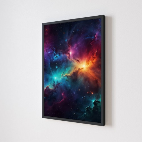 Quadro Decorativo Universo em Adesivo com Moldura Caixa