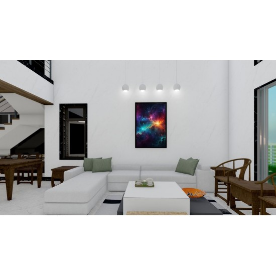 Quadro Decorativo Universo em Adesivo com Moldura Caixa