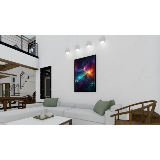 Quadro Decorativo Universo em Adesivo com Moldura Caixa