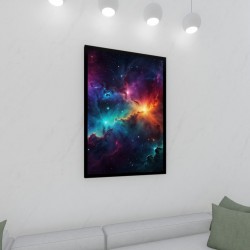 Quadro Decorativo Universo em Adesivo com Moldura Caixa