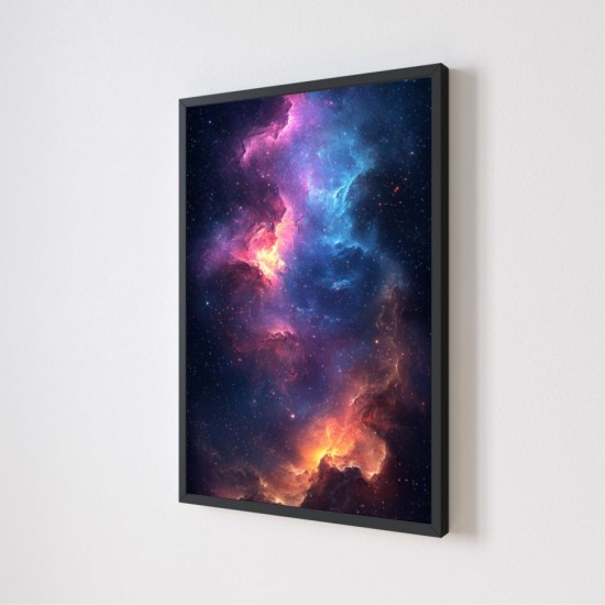 Quadro Decorativo Nebulosa em Adesivo com Moldura Caixa