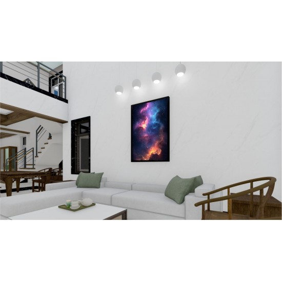 Quadro Decorativo Nebulosa em Adesivo com Moldura Caixa