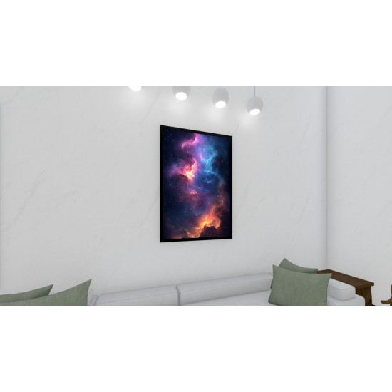 Quadro Decorativo Nebulosa em Adesivo com Moldura Caixa