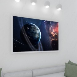 Quadro Decorativo Planeta em Adesivo com Moldura Caixa