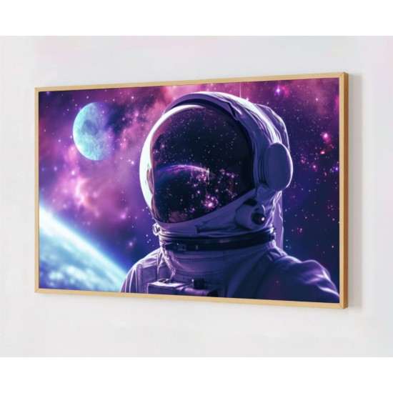 Quadro Decorativo Astronauta em Adesivo com Moldura Caixa