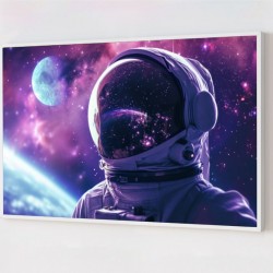 Quadro Decorativo Astronauta em Adesivo com Moldura Caixa