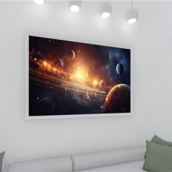 Quadro Decorativo Planetas em Adesivo com Moldura Caixa