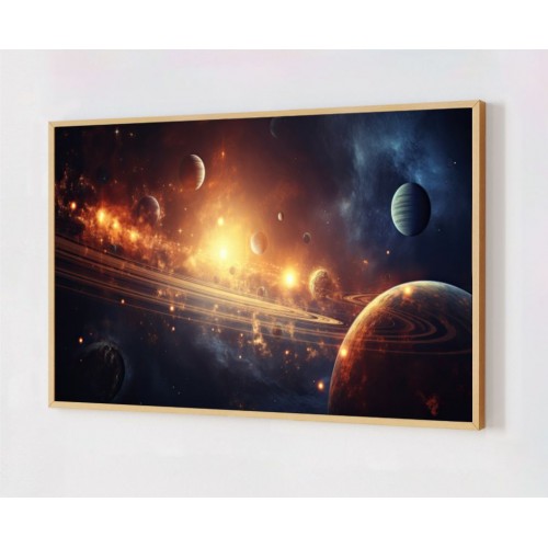 Quadro Decorativo Planetas em Adesivo com Moldura Caixa