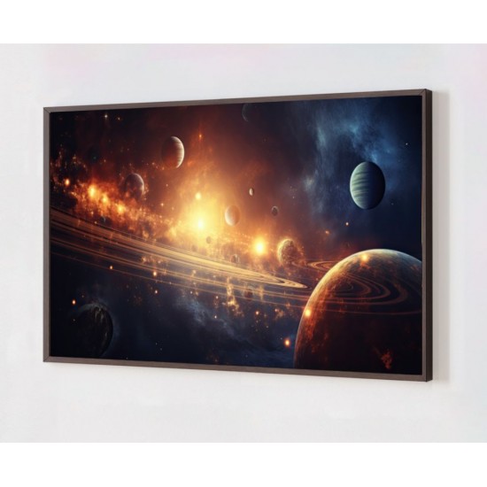 Quadro Decorativo Planetas em Adesivo com Moldura Caixa